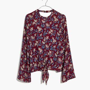Madewell Women's Bell-Sleeve Tie Top - Size: Large